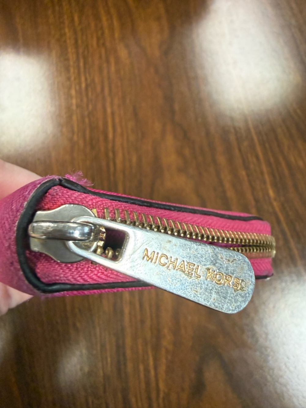 Michael Kors Hot Pink Saffiano Zip Wallet with Gold Logo - Picture 6 of 7